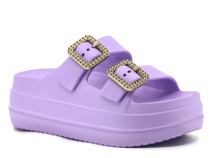 Monapicco Zenne Yakut RT-03 Çift Toka Lux Eva Terlik Lila - Monapicco