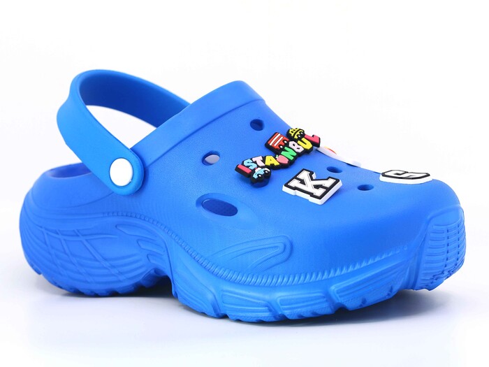 Monapicco Zenne Zümrüt Kauçuk Üç Etiketli Kutulu Eva Cross Terlik Saks Mavi 