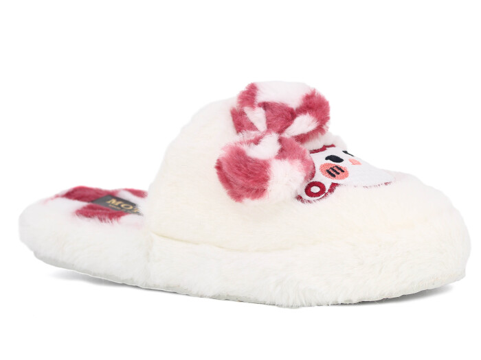 Motif Zenne 2025 Burnu Kapalı Fiyonk Ev Terliği Beyaz - Kırmızı - Motif