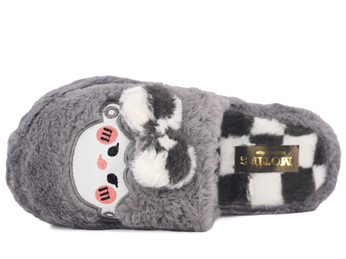 Motif Zenne 2025 Burnu Kapalı Fiyonk Ev Terliği Gri - Beyaz - Motif (1)