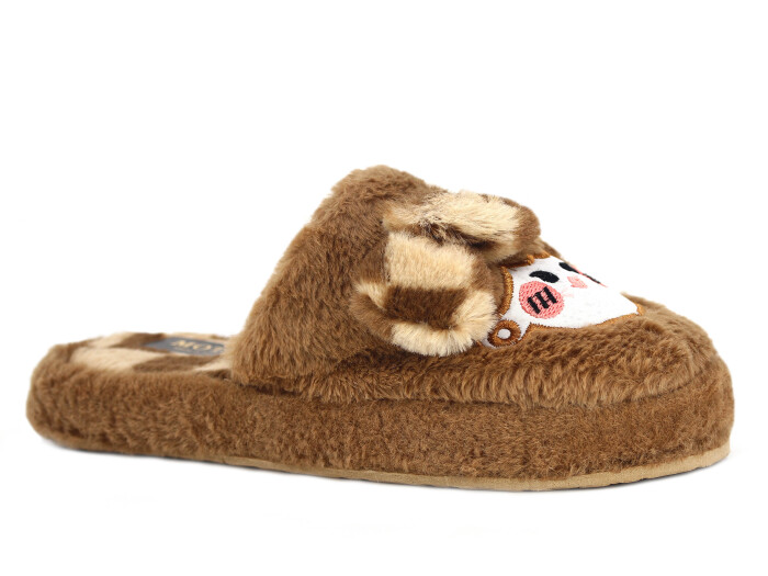 Motif Zenne 2025 Burnu Kapalı Fiyonk Ev Terliği Kahve - Krem - Motif