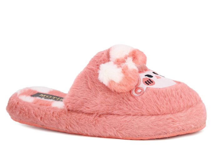 Motif Zenne 2025 Burnu Kapalı Fiyonk Ev Terliği Pembe - Beyaz - Motif