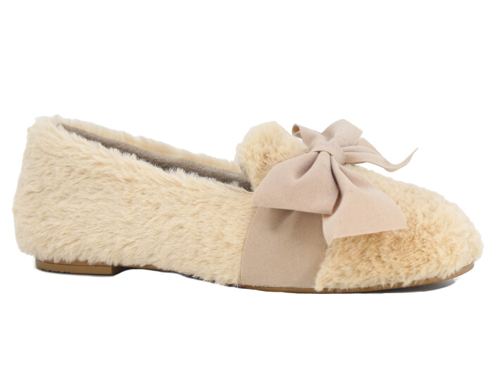 Motif Zenne 2025 Fiyoklu Peluş Ev Babet Ayakkabı Bej 