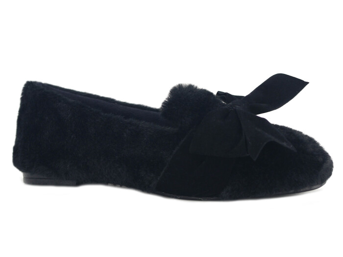 Motif Zenne 2025 Fiyoklu Peluş Ev Babet Ayakkabı Siyah - Motif