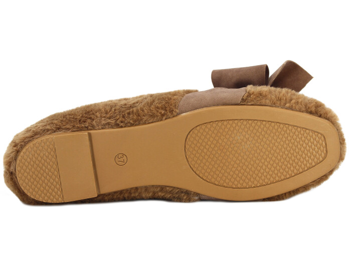 Motif Zenne 2025 Fiyoklu Peluş Ev Babet Ayakkabı Vizon - 3