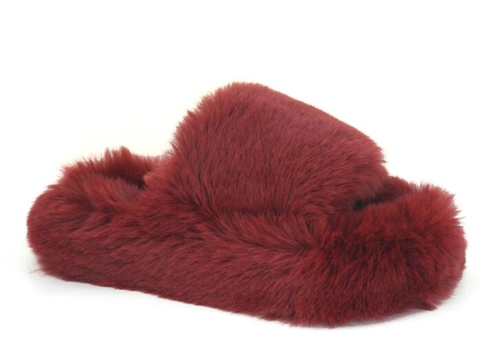 Motivo Zenne Peluşlu Açık Kışlık Ev Terliği Bordo - Motivo