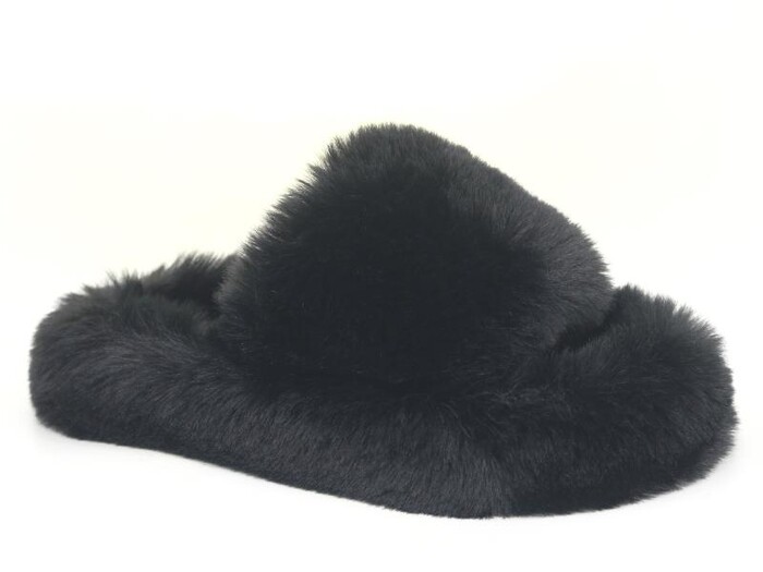 Motivo Zenne Peluşlu Açık Kışlık Ev Terliği Siyah - Motivo