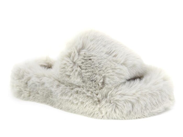 Motivo Zenne Peluşlu Açık Kışlık Ev Terliği Taş - 1