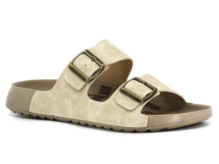 Mulex Merdane 50651 Monta Spor Taban Çift Toka Günlük Terlik Bej - Mulex