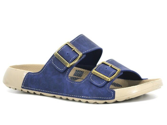 Mulex Merdane 50651 Monta Spor Taban Çift Toka Günlük Terlik Lacivert - Mulex