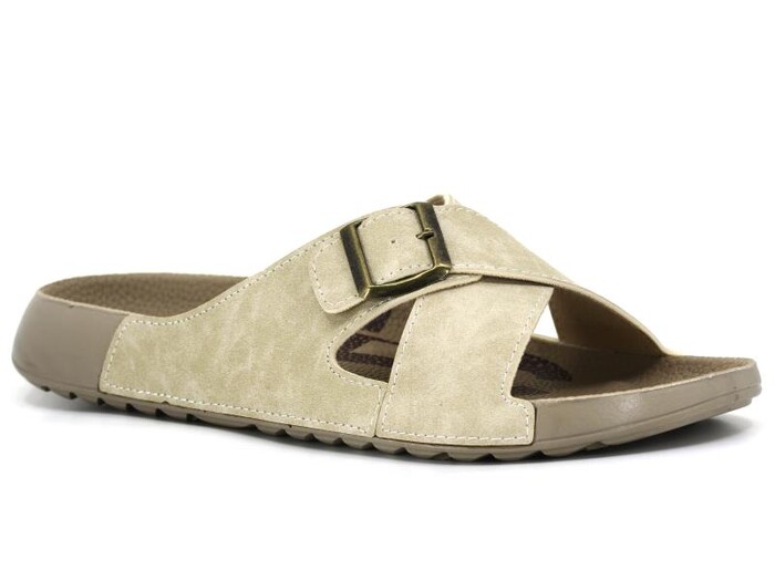 Mulex Merdane 50652 Monta Spor Taban Çapraz Tek Toka Günlük Terlik Bej - Mulex