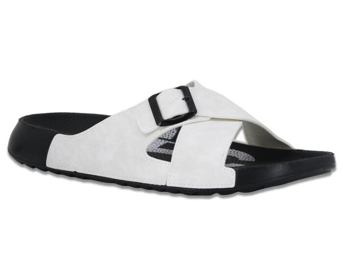 Mulex Merdane 50652 Monta Spor Taban Çapraz Tek Toka Günlük Terlik Beyaz - Mulex