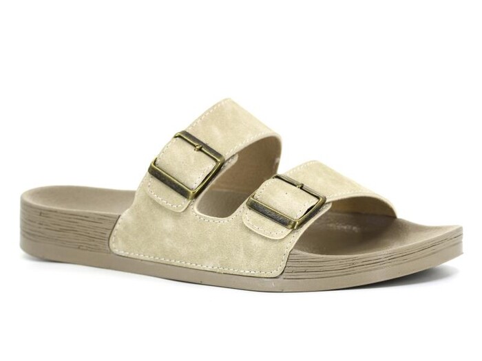 Mulex Merdane 50751 Çift Toka Bahama Şilte Monta Günlük Terlik Bej - Mulex