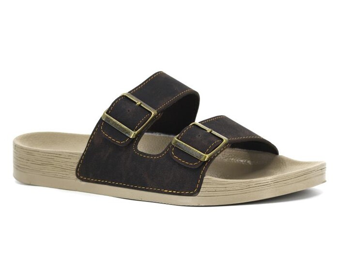 Mulex Merdane 50751 Çift Toka Bahama Şilte Monta Günlük Terlik Kahve - Mulex