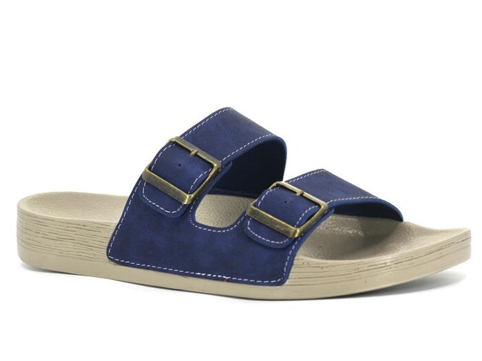 Mulex Merdane 50751 Çift Toka Bahama Şilte Monta Günlük Terlik Lacivert - Mulex