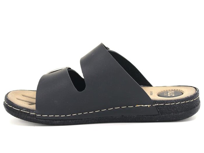 Mulex Merdane 50951 Cırtlı Tokalı Lord Model Monta Terlik Günlük Terlik Siyah - Mulex (1)