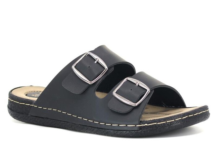 Mulex Merdane 50952 Çift Toka Lord Model Monta Terlik Günlük Terlik Siyah - Mulex