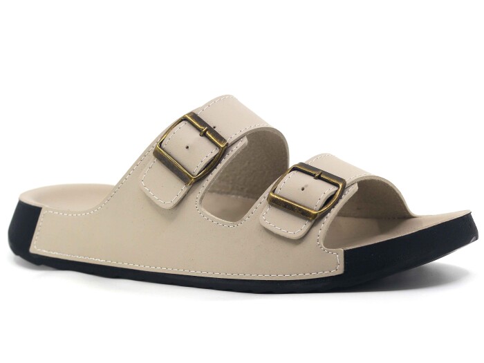 Mulex Merdane 51053 Monta Çift Toka Kutulu Günlük Terlik Bej - Mulex