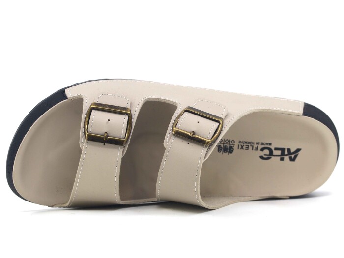 Mulex Merdane 51053 Monta Çift Toka Kutulu Günlük Terlik Bej - Mulex (1)