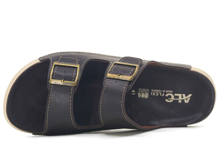 Mulex Merdane 51053 Monta Çift Toka Kutulu Günlük Terlik Kahve - Mulex (1)