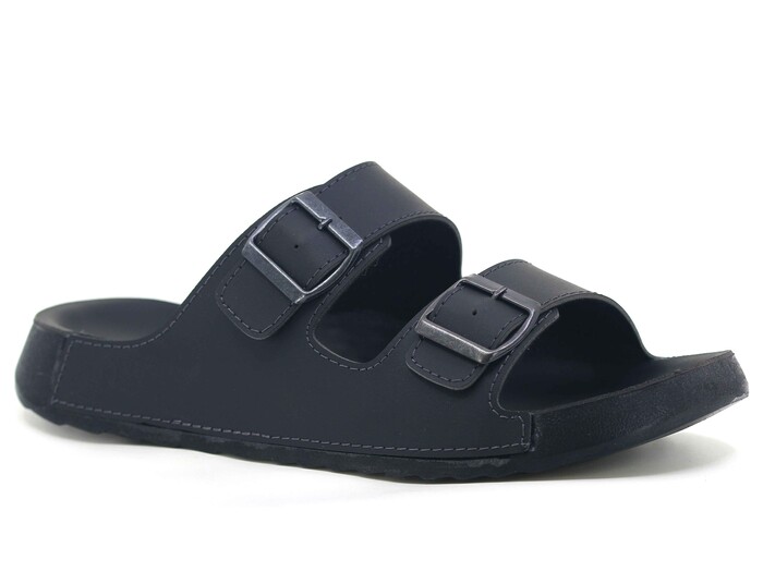 Mulex Merdane 51053 Monta Çift Toka Kutulu Günlük Terlik Siyah - Mulex