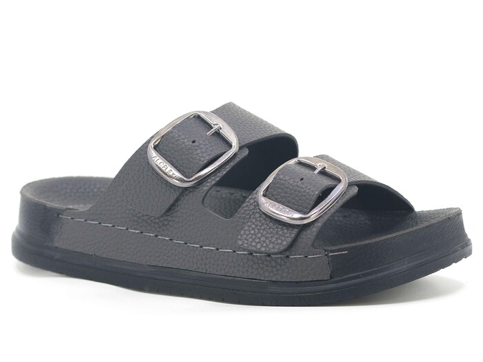 Mulex Merdane 51201 Çift Toka Monta Kutulu Günlük Terlik Füme - Mulex