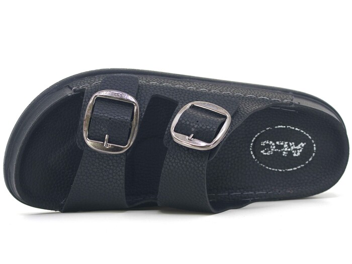 Mulex Merdane 51201 Çift Toka Monta Kutulu Günlük Terlik Siyah - Mulex (1)