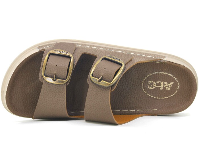 Mulex Merdane 51201 Çift Toka Monta Kutulu Günlük Terlik Vizon - Mulex (1)