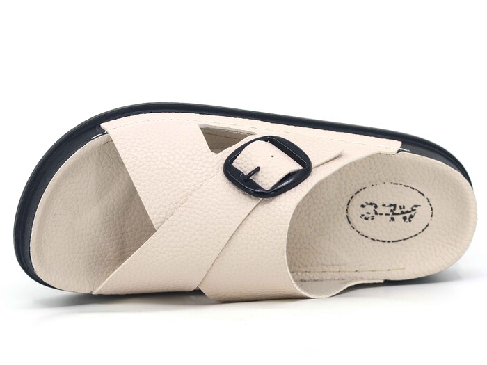 Mulex Merdane 51202 Çapraz Toka Monta Kutulu Günlük Terlik Bej - Mulex (1)