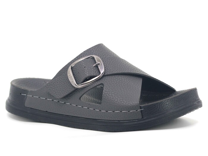 Mulex Merdane 51202 Çapraz Toka Monta Kutulu Günlük Terlik Füme - Mulex