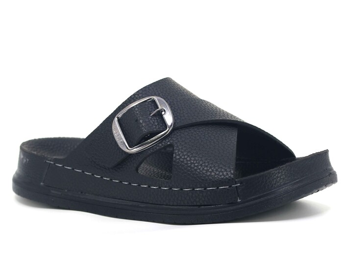 Mulex Merdane 51202 Çapraz Toka Monta Kutulu Günlük Terlik Siyah - Mulex