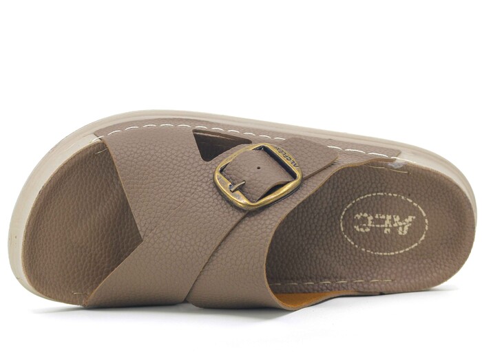 Mulex Merdane 51202 Çapraz Toka Monta Kutulu Günlük Terlik Vizon - Mulex (1)