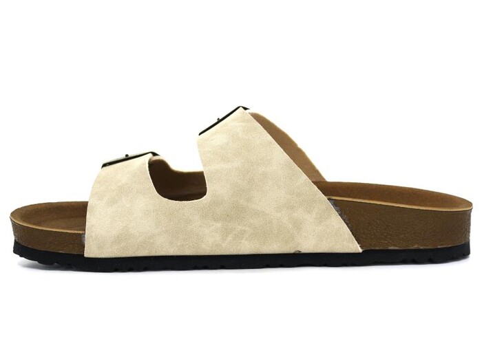 Mulex Merdane 5152 Birken Çift Toka Evalı Monta Günlük Terlik Bej - Mulex (1)