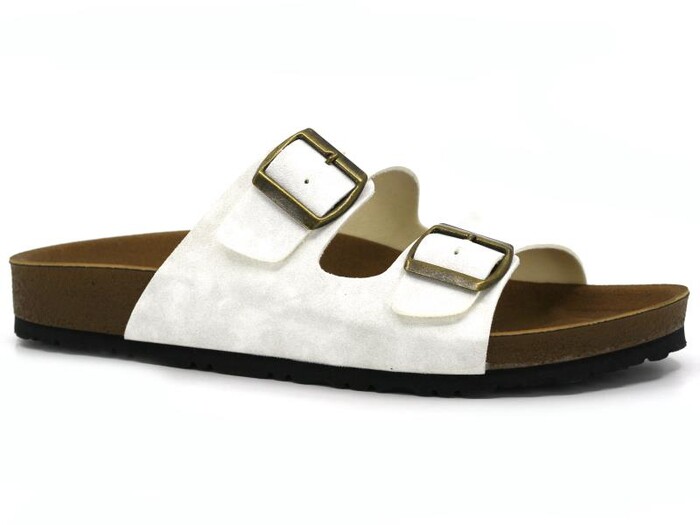 Mulex Merdane 5152 Birken Çift Toka Evalı Monta Günlük Terlik Beyaz - 1