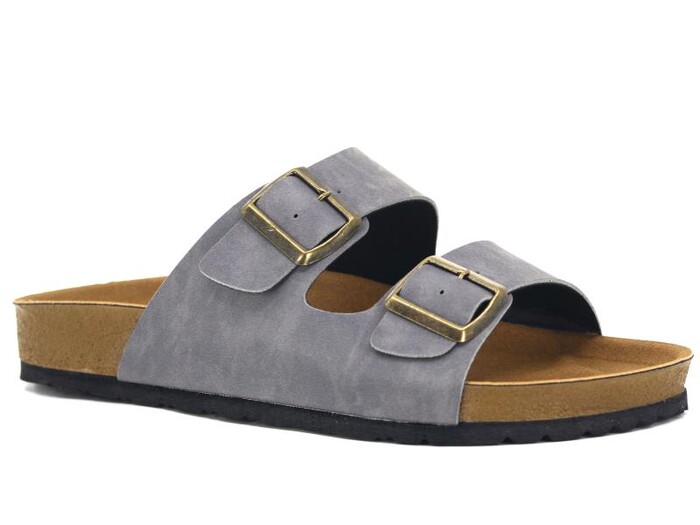 Mulex Merdane 5152 Birken Çift Toka Evalı Monta Günlük Terlik Füme - 1