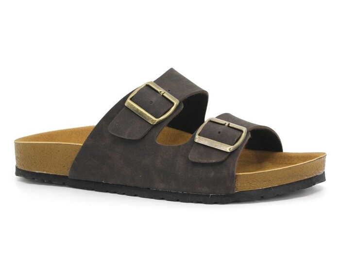 Mulex Merdane 5152 Birken Çift Toka Evalı Monta Günlük Terlik Kahve 