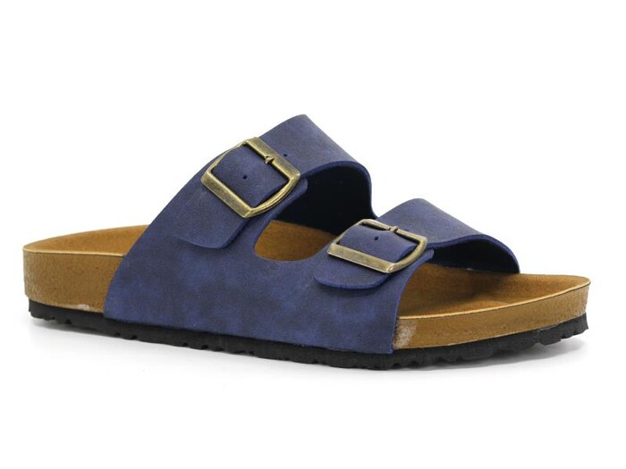 Mulex Merdane 5152 Birken Çift Toka Evalı Monta Günlük Terlik Lacivert - 1