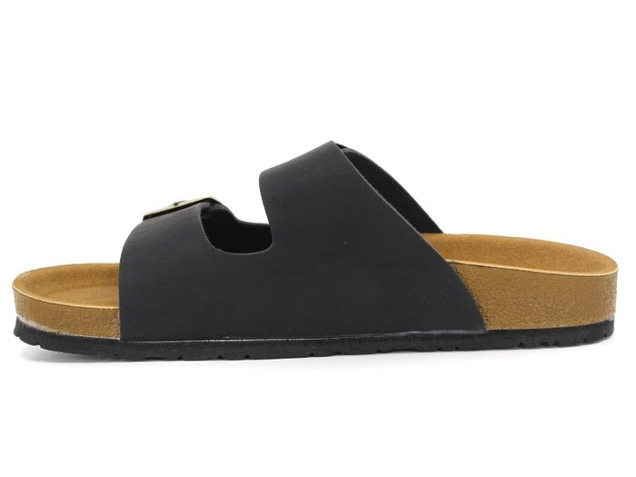 Mulex Merdane 5152 Birken Çift Toka Evalı Monta Günlük Terlik Siyah - 2