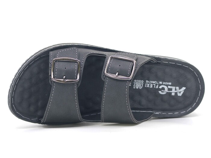 Mulex Merdane 5251 Çift Toka Enj. Kutulu Günlük Terlik Füme - Mulex (1)