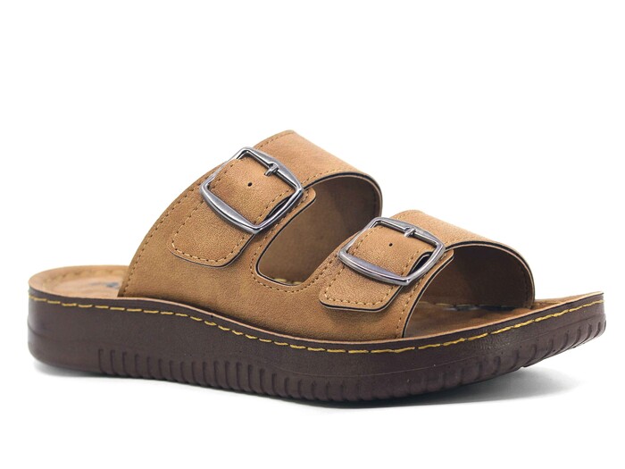 Mulex Merdane 5251 Çift Toka Enj. Kutulu Günlük Terlik Vizon - 1