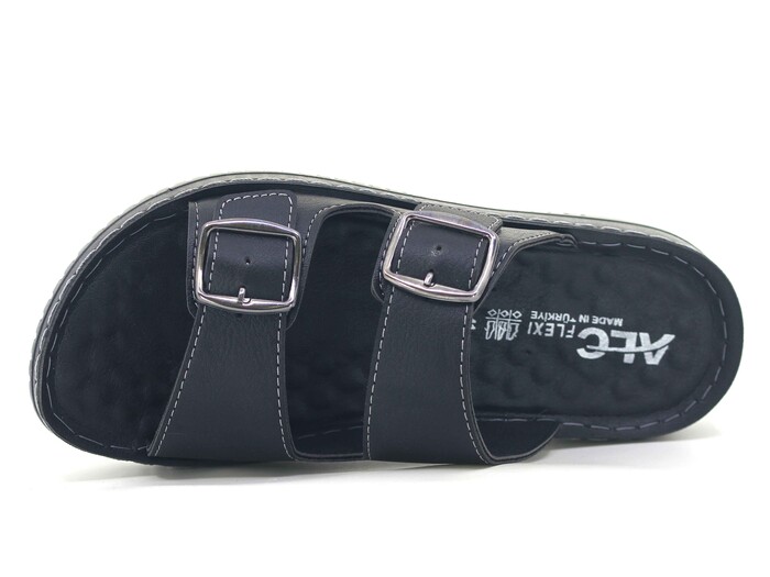 Mulex Merdane 5251 Çift Toka Enj. Kutulu Günlük Terlik Siyah - Mulex (1)