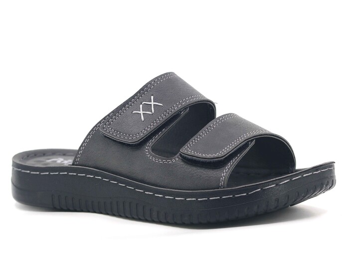 Mulex Merdane 5252 Çift Cırtlı Enj. Kutulu Günlük Terlik Füme - Mulex