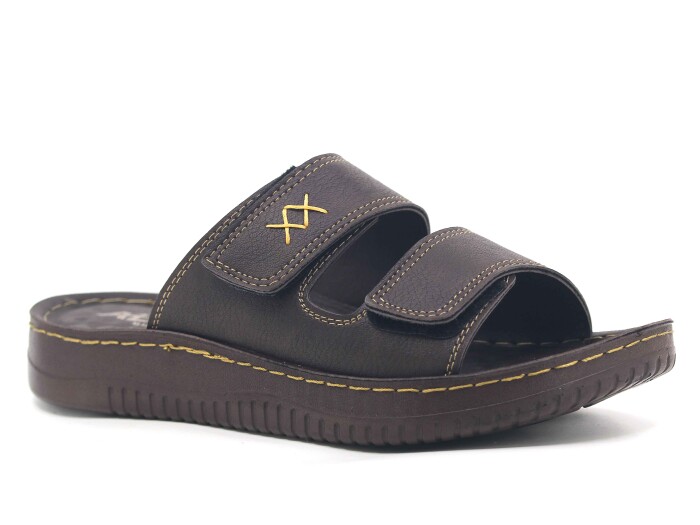 Mulex Merdane 5252 Çift Cırtlı Enj. Kutulu Günlük Terlik Kahve - 1