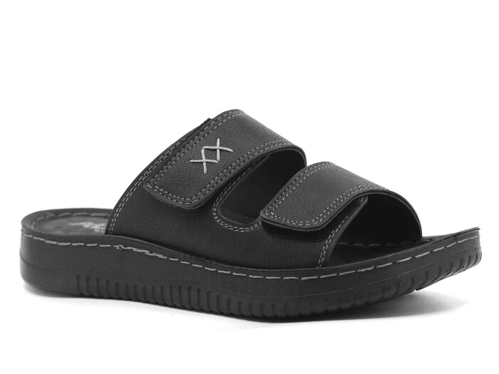 Mulex Merdane 5252 Çift Cırtlı Enj. Kutulu Günlük Terlik Siyah - 1