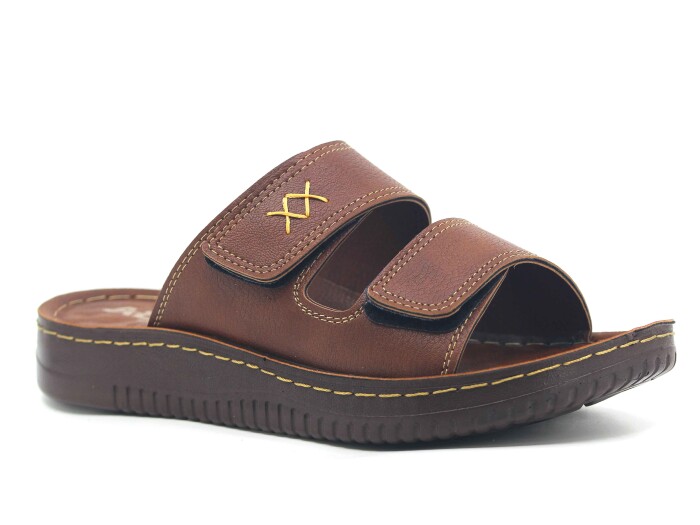 Mulex Merdane 5252 Çift Cırtlı Enj. Kutulu Günlük Terlik Taba - 1