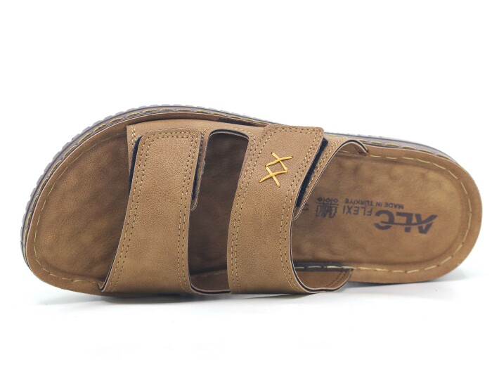 Mulex Merdane 5252 Çift Cırtlı Enj. Kutulu Günlük Terlik Vizon - Mulex (1)