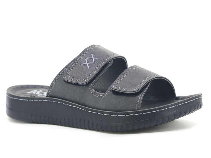 Mulex Merdane 5254 Çift Cırtlı Enj. Kutulu Günlük Terlik Füme - Mulex