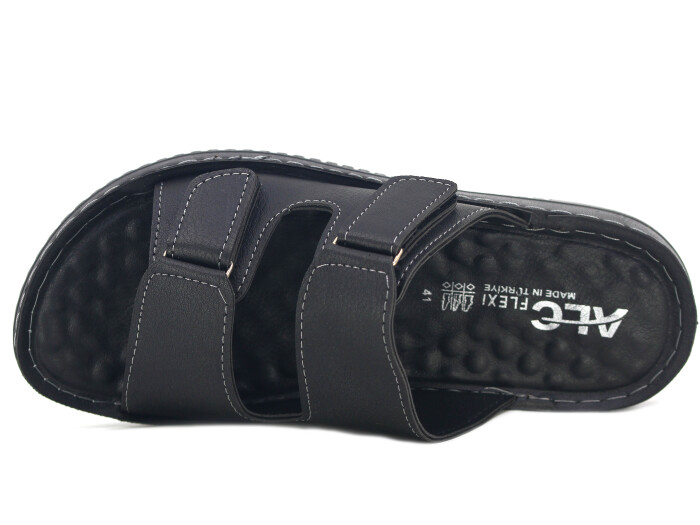 Mulex Merdane 5255 Çift Cırtlı Enj. Kutulu Günlük Terlik Siyah - Mulex (1)