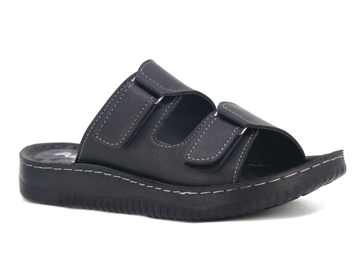 Mulex Merdane 5255 Çift Cırtlı Enj. Kutulu Günlük Terlik Siyah - Mulex