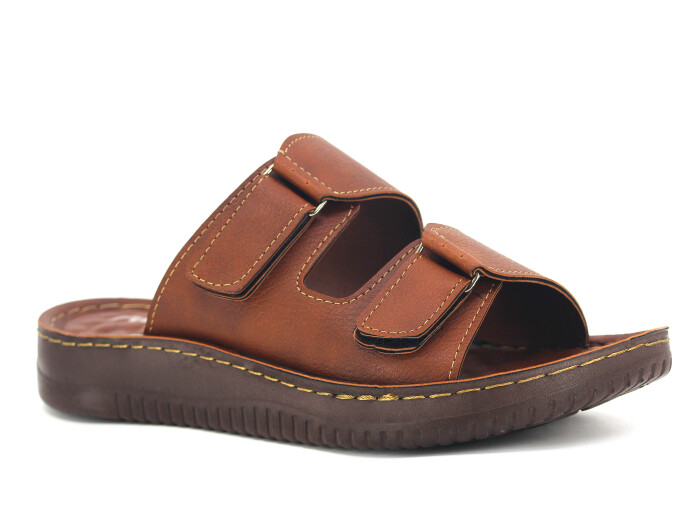 Mulex Merdane 5255 Çift Cırtlı Enj. Kutulu Günlük Terlik Taba - Mulex